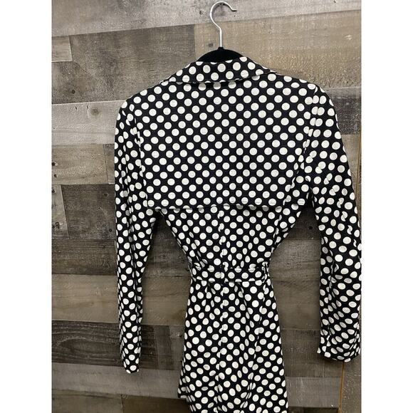 41 Hawthorn Black & White Polka Dot Coat Toe Belt Lightweight Women’s Sz S - Picture 5 of 5
